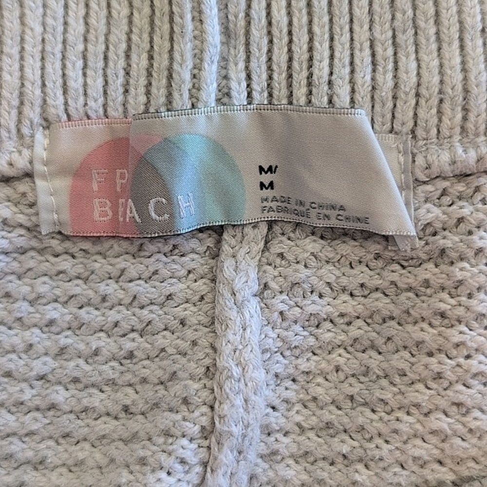 FP Beach Womens Med Textured Wide Leg Cropped Pull On Pants Gray Cottage Coastal - Picture 7 of 7